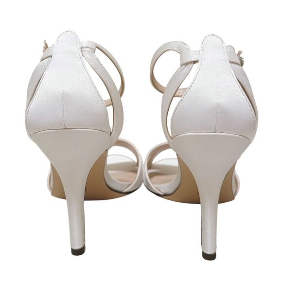 Nina Women Venus Stiletto Ankle Strap Sandals Size US 8.5M Ivory Luster Satin - Picture 5 of 7
